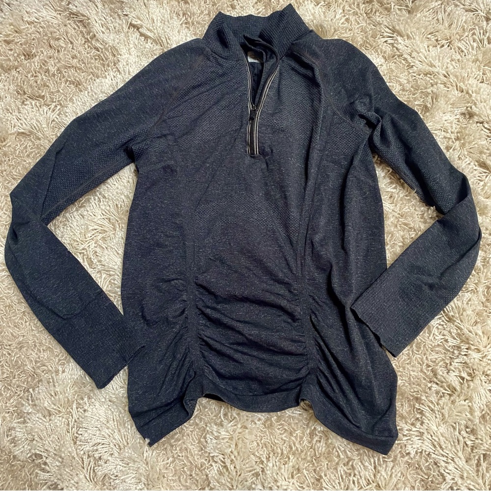 Athleta black gray quarter zip pull over S